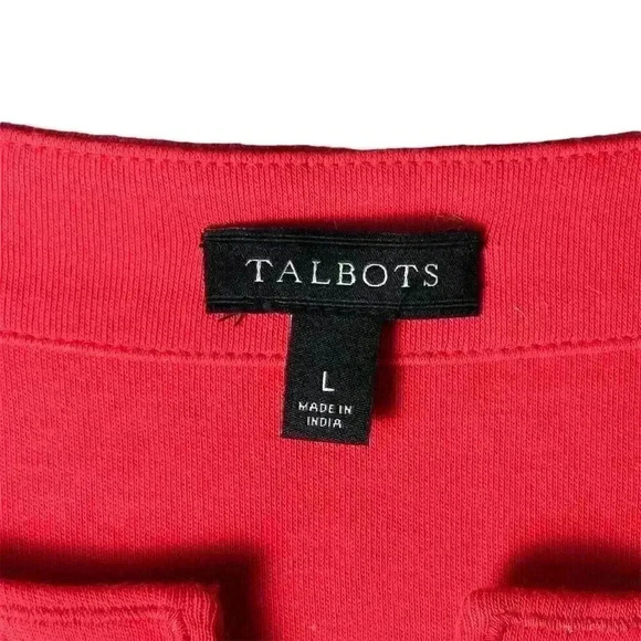 Talbots Women's L Coral Embroidered Short-Sleeve Shift Dress Knee Length - Picture 2 of 10